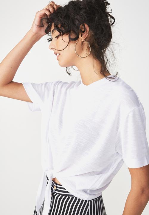 Cotton On - Charlise tie front top - white