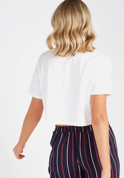 Supré  - Printed loose crop tee - white