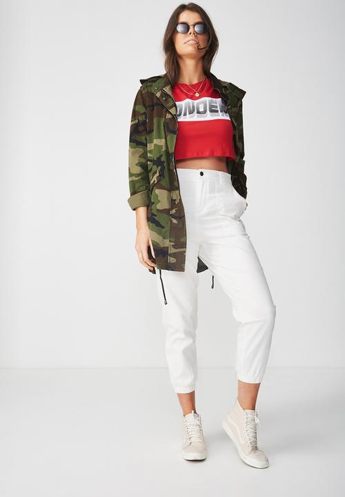 Supré  - Printed loose crop tee - red