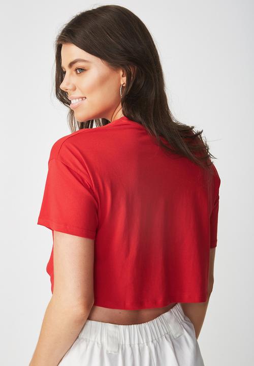Supré  - Printed loose crop tee - red