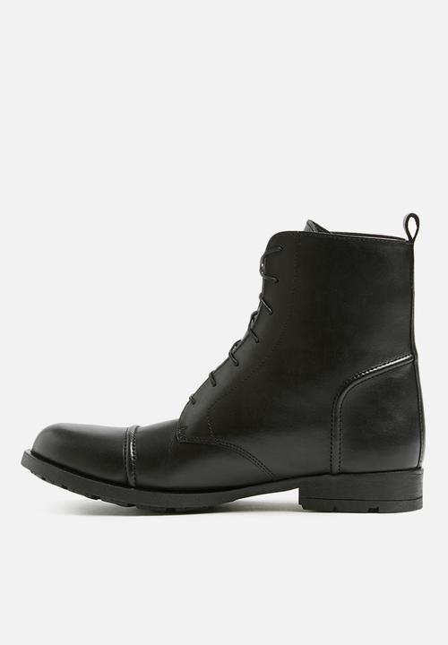 Superbalist - Lace up leather military boot - black