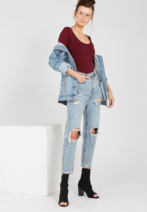 Supré  - Long sleeve scoop neck top - maroon