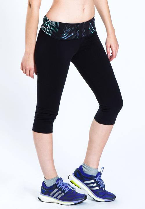 FIT Activewear - Mesh Roll Capri – Black & Green
