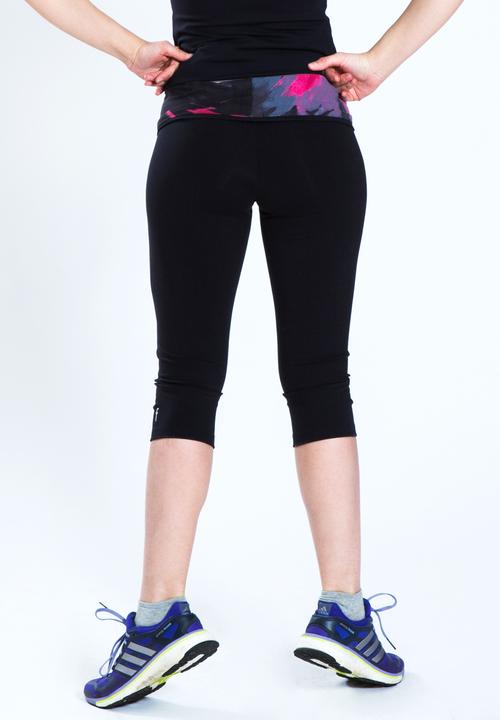 FIT Activewear - Mesh Roll Capri – Black & Pink