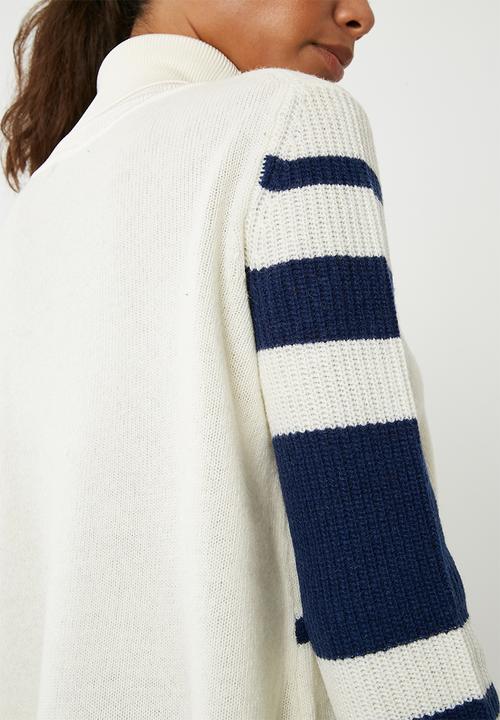 G-STAR - Cyeil turtle neck knit - cream & navy 