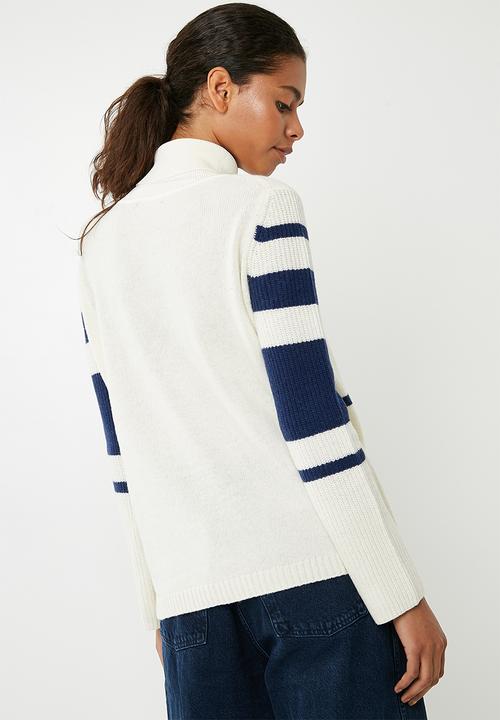 G-STAR - Cyeil turtle neck knit - cream & navy 