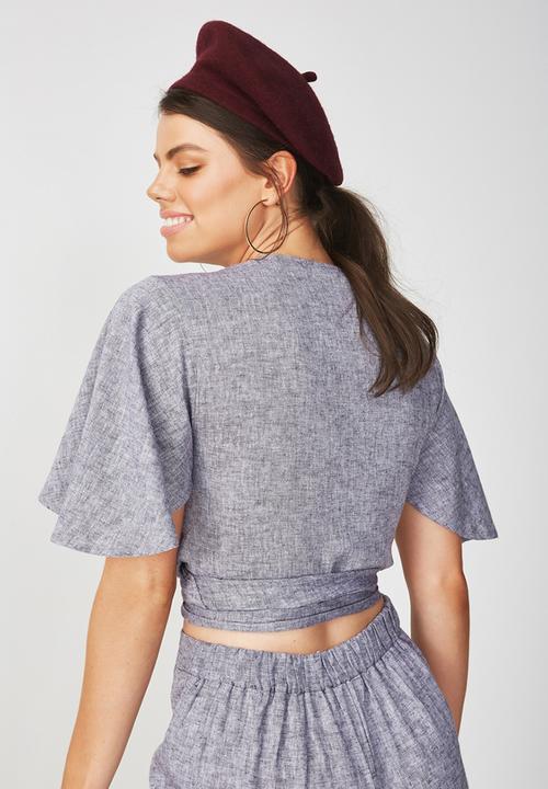 Supré  - Coco tie front top - grey 