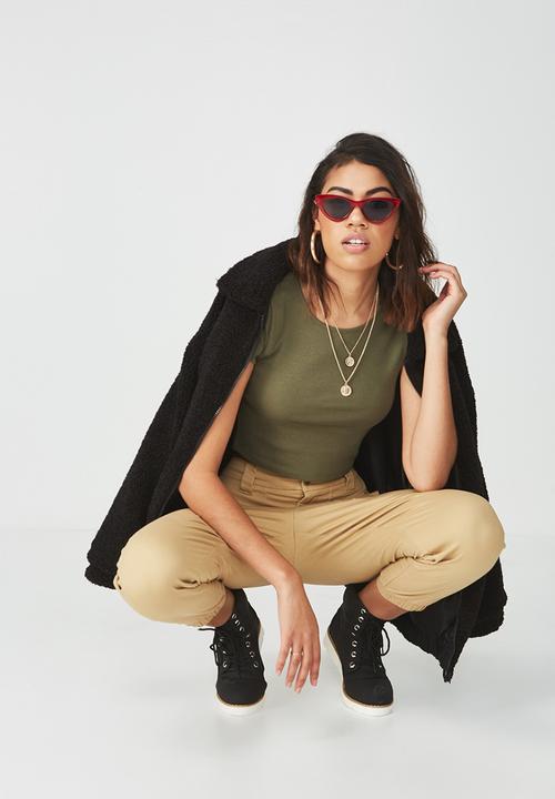 Supré  - Emily mini rib tee - khaki