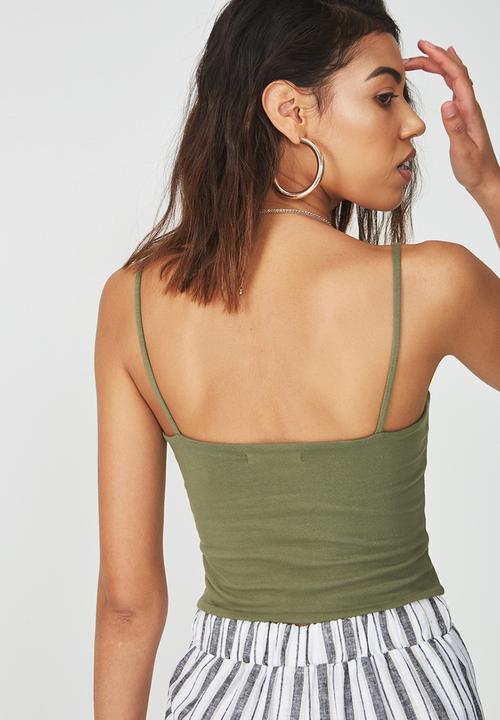 Supré  - Hayley neck cropped top - light khaki