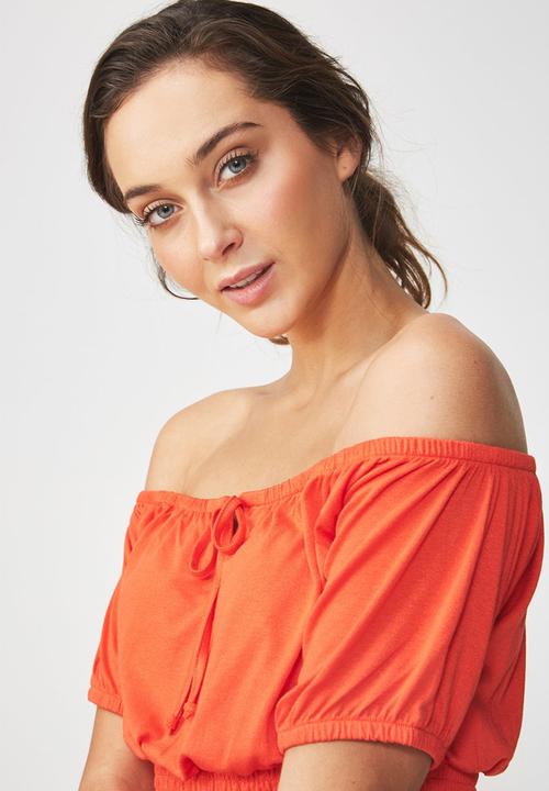 Cotton On - Tie front top - orange 