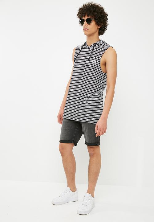 Cotton On - Hustle Muscle Tee - black & white 