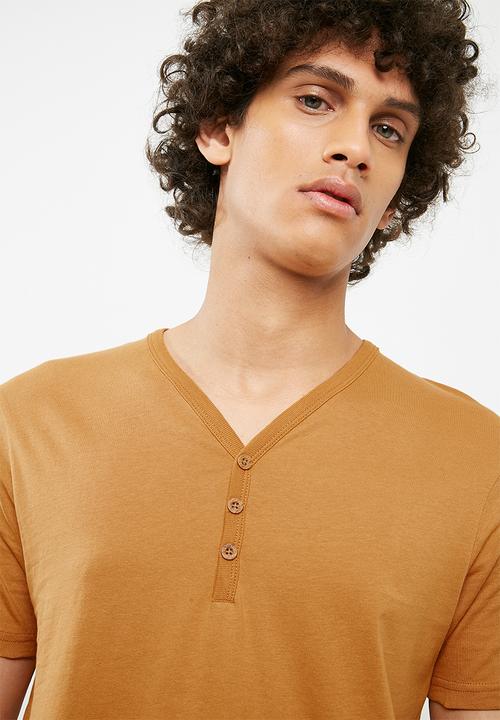 Cotton On - Essential henley tee -  gold