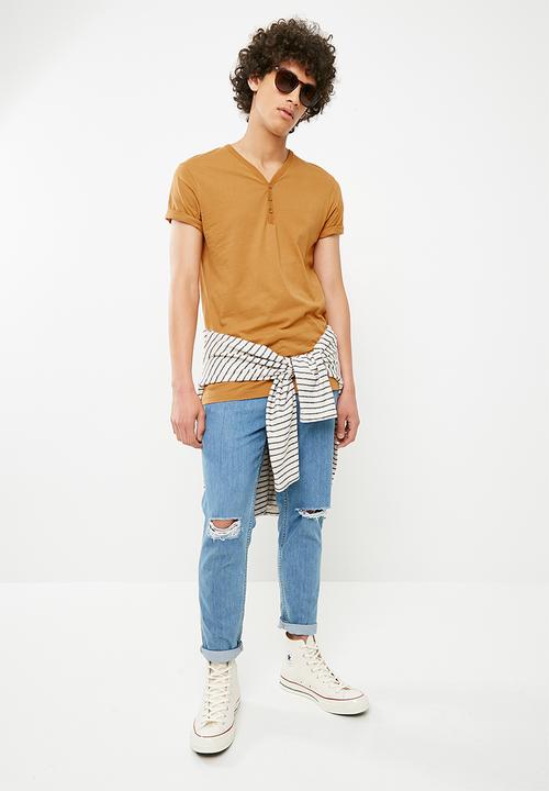 Cotton On - Essential henley tee -  gold