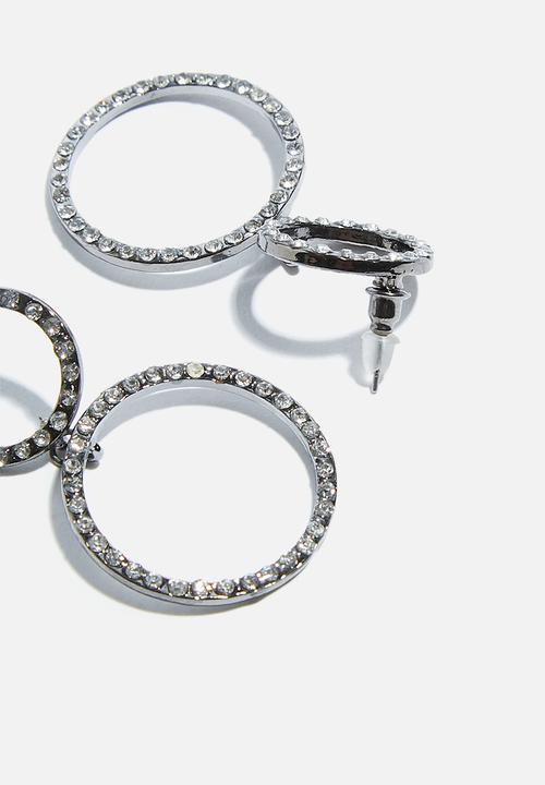 dailyfriday - Crystal double circle earrings - charcoal