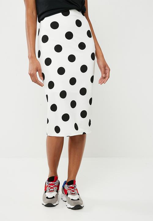 Superbalist - Pull on bodycon skirt - white & black 