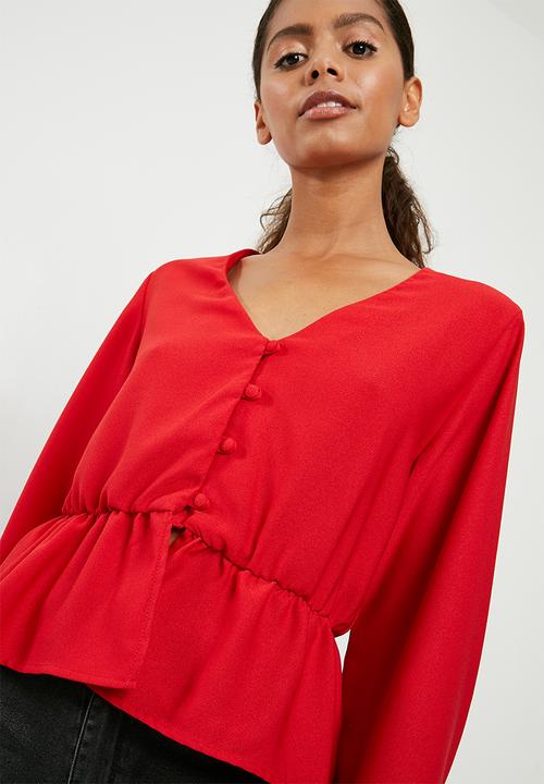 Superbalist - Feminine blouse with peplum - red