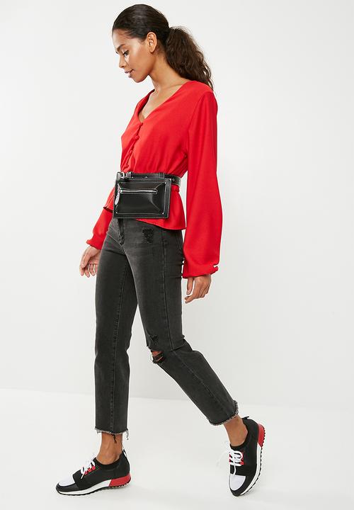 Superbalist - Feminine blouse with peplum - red