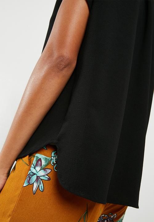 Superbalist - Mandarin collar shell top - black 