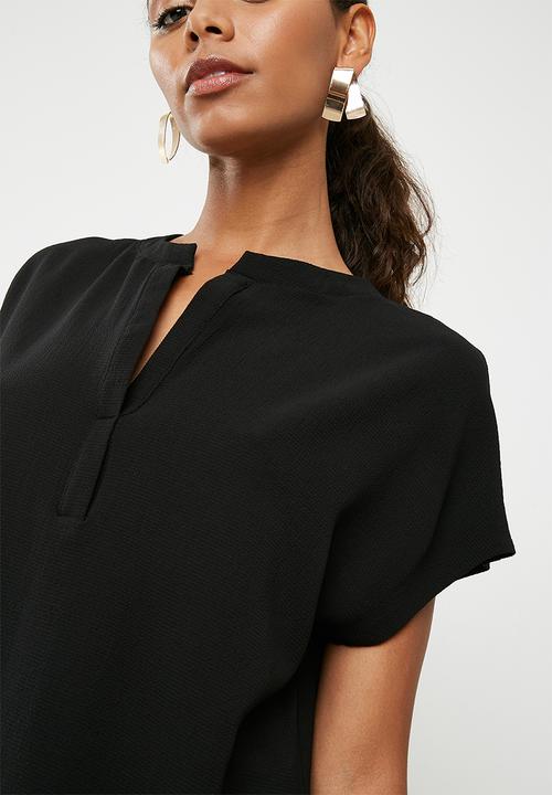 Superbalist - Mandarin collar shell top - black 