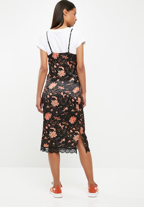 Superbalist - Midi slip dress with lace hem - multi