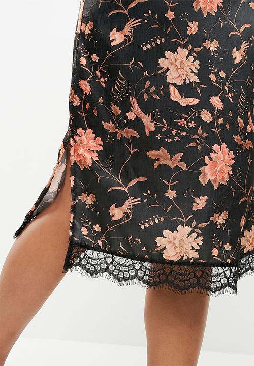 Superbalist - Midi slip dress with lace hem - multi