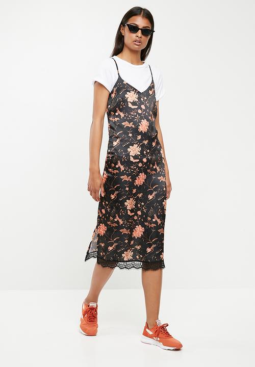 Superbalist - Midi slip dress with lace hem - multi