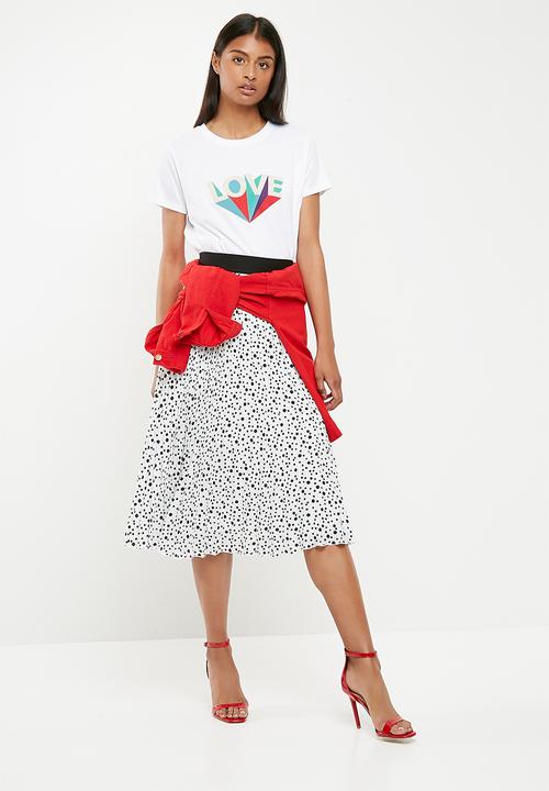 Superbalist - Pleated midi skirt - white & black 