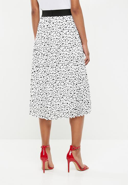 Superbalist - Pleated midi skirt - white & black 