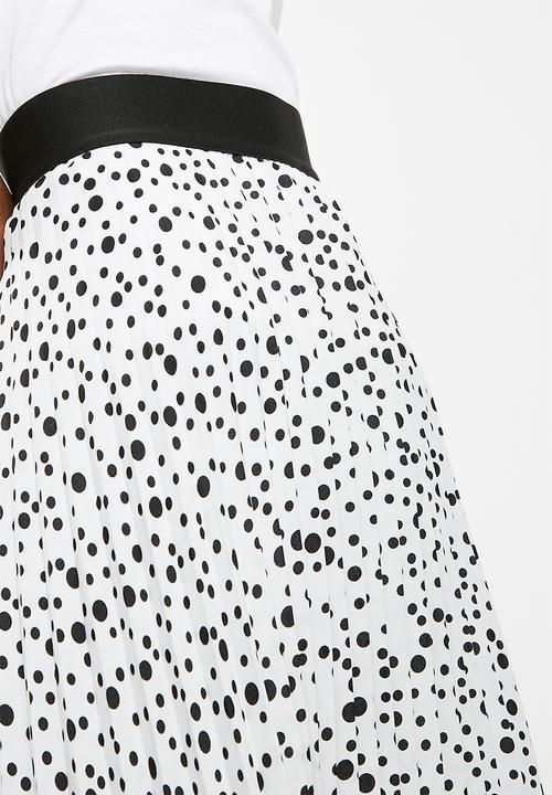 Superbalist - Pleated midi skirt - white & black 