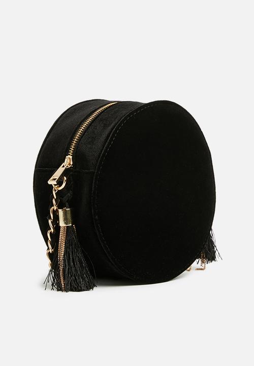 Missguided - Circle velvet tassel detail cross body bag - black