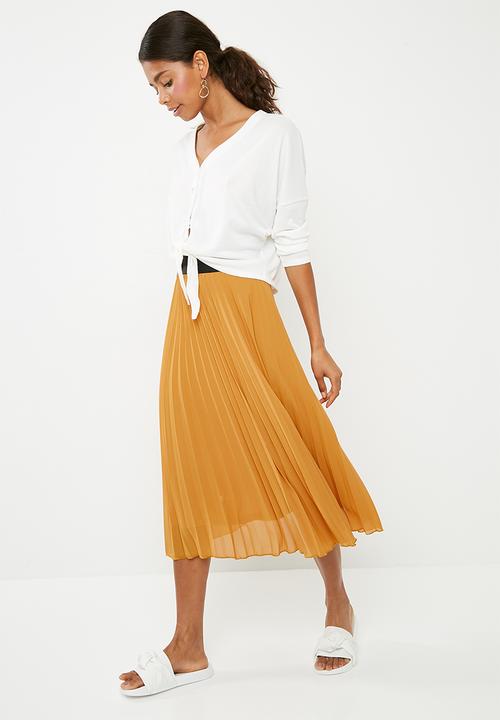 Superbalist - Pleated midi skirt  - yellow 