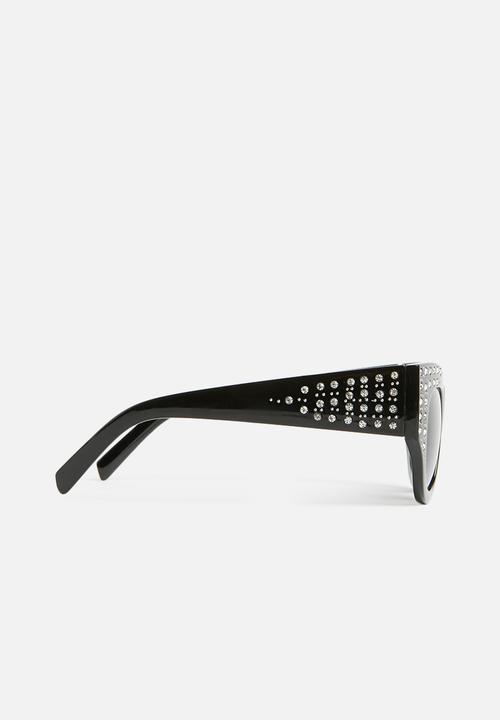 Missguided - Embellished thick cat eye sunglasses - black