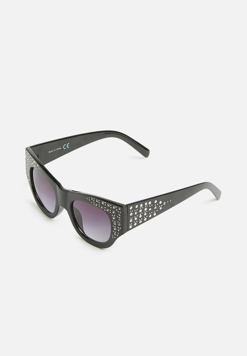 Missguided - Embellished thick cat eye sunglasses - black