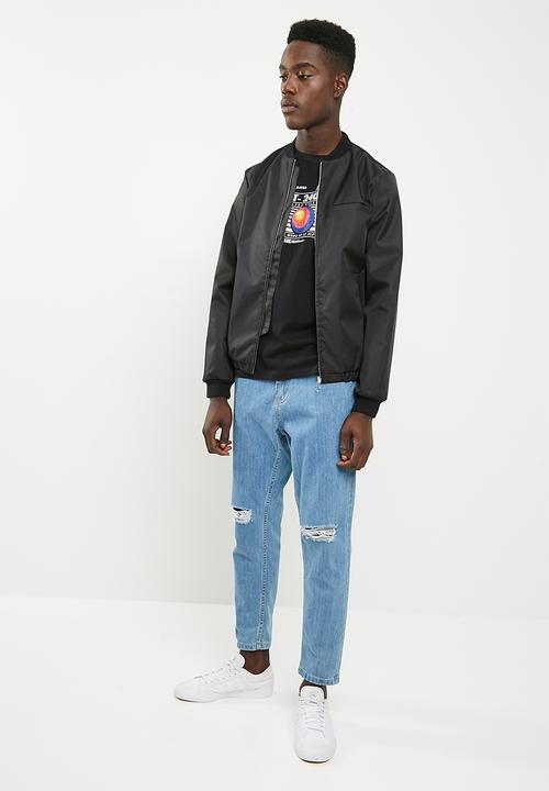 basicthread - Graphic crew neck tee - black