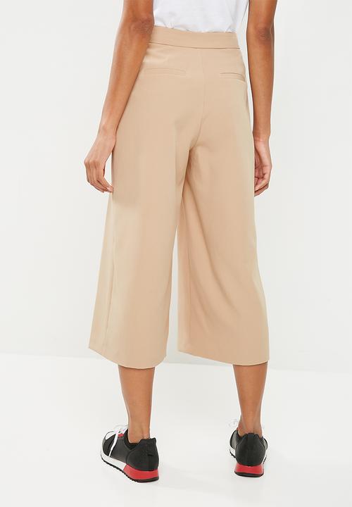 Missguided - Premium core pleat front culottes - beige 