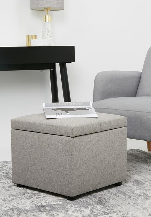 Sixth Floor - Square storage ottoman - light grey