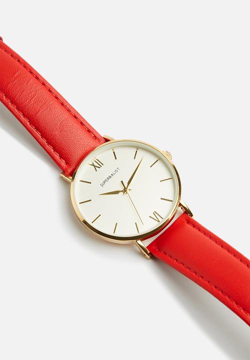 Superbalist - Lucy leather watch - red