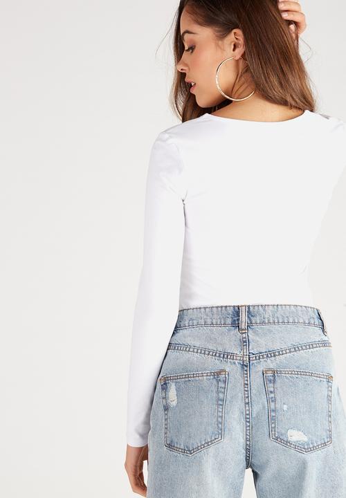 Supré  - Long sleeve deep v - white
