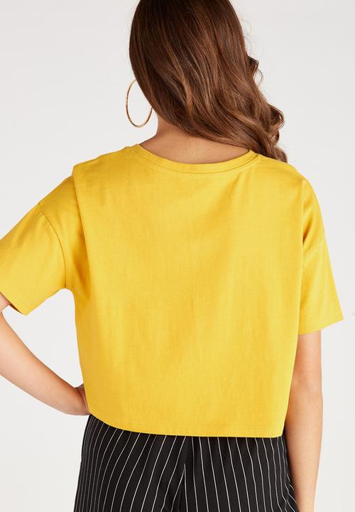 Supré  - Printed loose crop tee - mustard