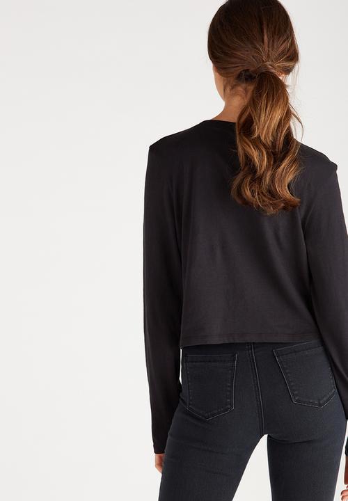 Supré  - Printed long sleeve loose crop - black