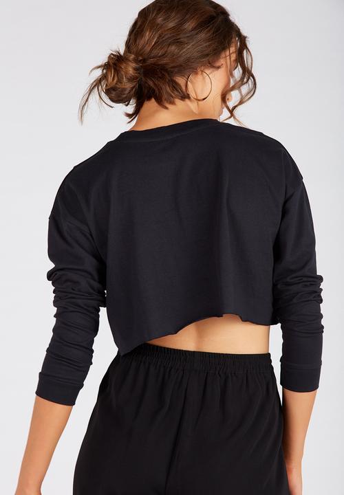 Supré  - Long sleeve super crop - black 