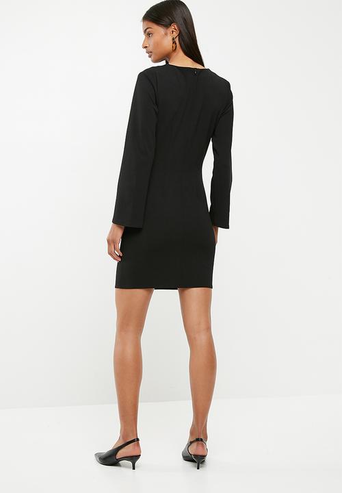 Superbalist - Long sleeve knit detail dress - black