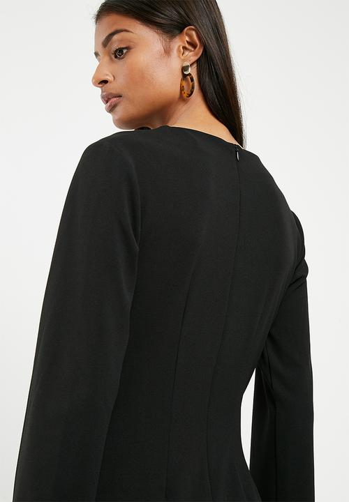 Superbalist - Long sleeve knit detail dress - black