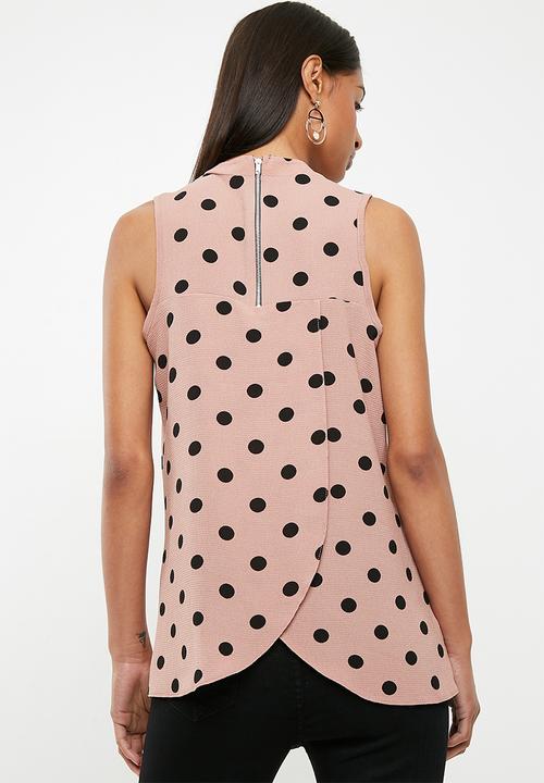 Superbalist - Turtle neck blouse with wrap back - brown & black