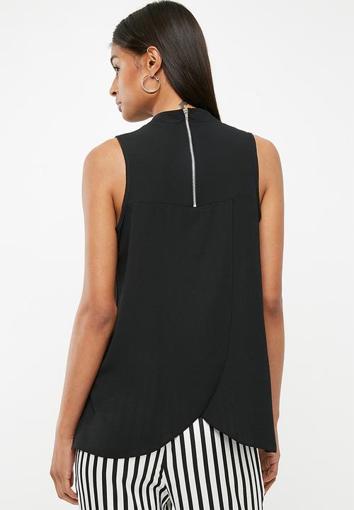 Superbalist - Turtle neck blouse with wrap back - black