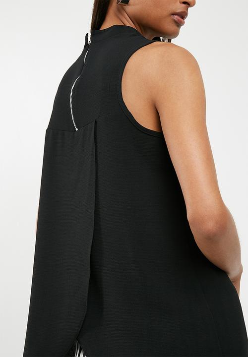 Superbalist - Turtle neck blouse with wrap back - black