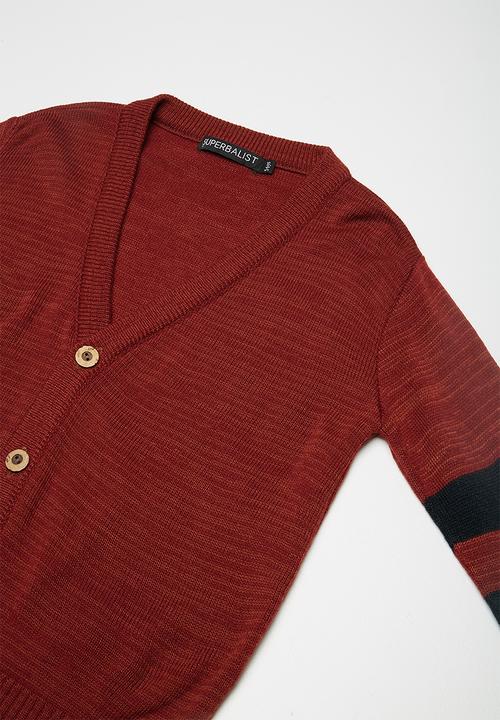 Superbalist - Two stripe cardi - red 