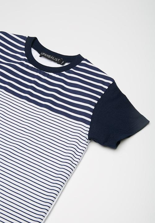 Superbalist - Kids boys stripe print tee - navy & white