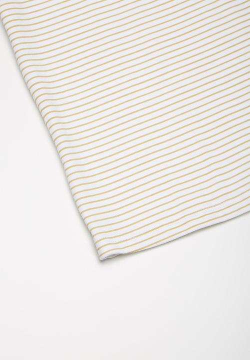 Superbalist - Kids boys stripe print tee - khaki and white