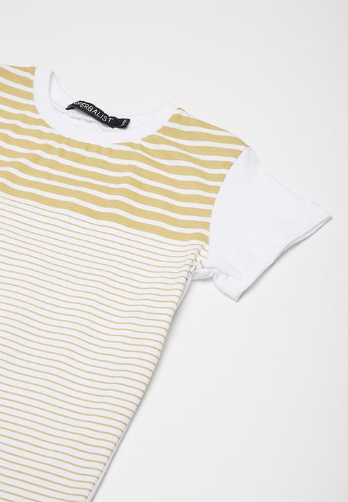 Superbalist - Kids boys stripe print tee - khaki and white
